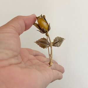 Vintage Rose or Tulip Floral Brooch Gold Plated See Pictures Boho Giovanni